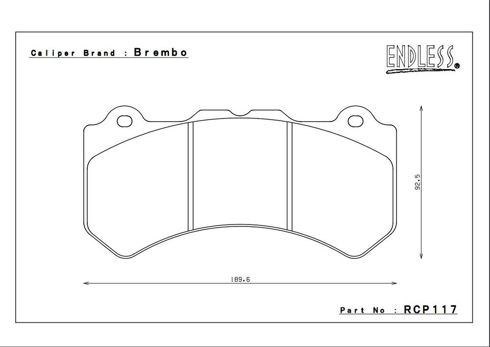 ENDLESS RCP117N28SP Гальмівні колодки передні для NISSAN GT-R R35 (18.5mm) Photo-1 