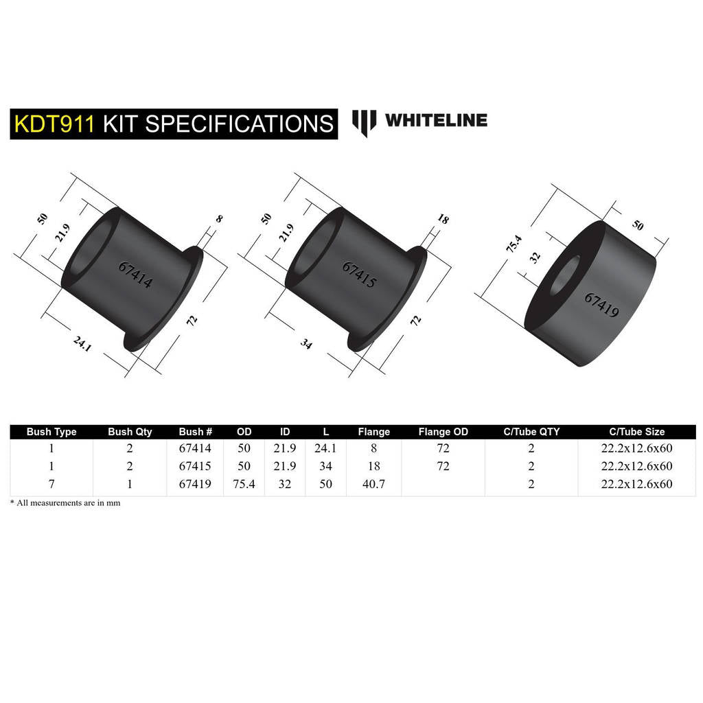 WHITELINE KDT911 Втулка заднього диференціала для Nissan 350Z Z33 370Z Z34 Z RZ34 Photo-4 