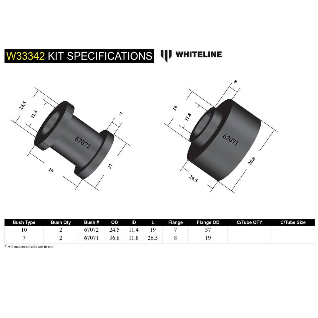WHITELINE W33342 Комплект верхньої втулки заднього амортизатора для Toyota Prado 120 Series/4Runner GRN210 Photo-4 