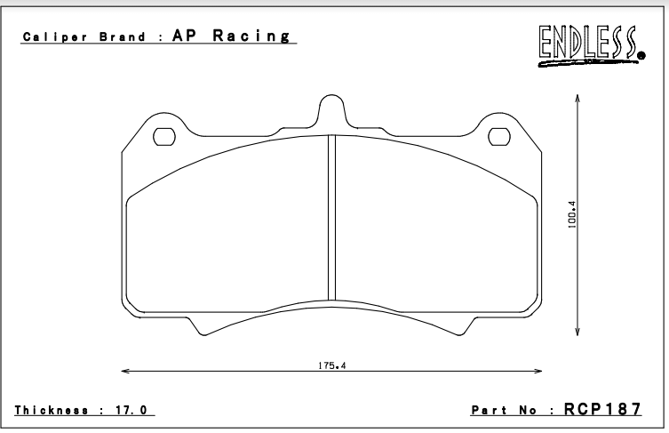 ENDLESS RCP187ME20 Гальмівні колодки AP Racing Radi-Cal CP7555D70 (17mm) Photo-1 