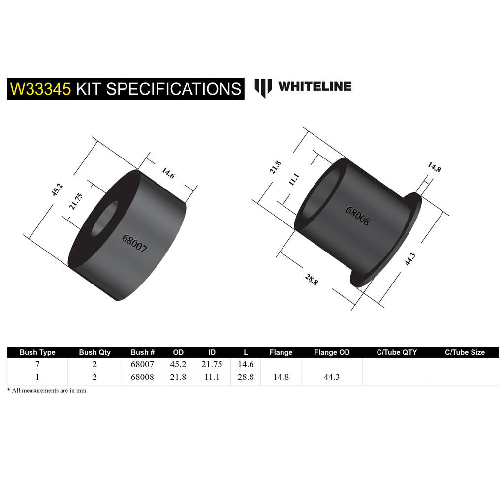 WHITELINE W33345 Комплект верхньої втулки переднього амортизатора для Jeep Wrangler JK Photo-4 
