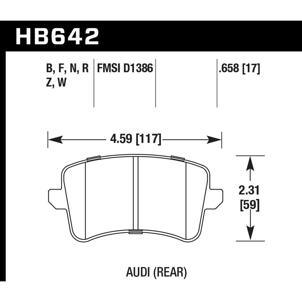 HAWK HB642F.658 Гальмівні колодки HPS задні AUDI A4/A5/A6 Quattro/S4/S5 Premium Plus Photo-2 