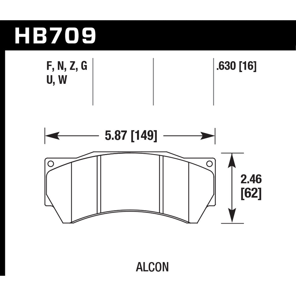 HAWK HB709F.630 Гальмівні колодки HPS Alcon Mono6 (model 4497) Photo-2 