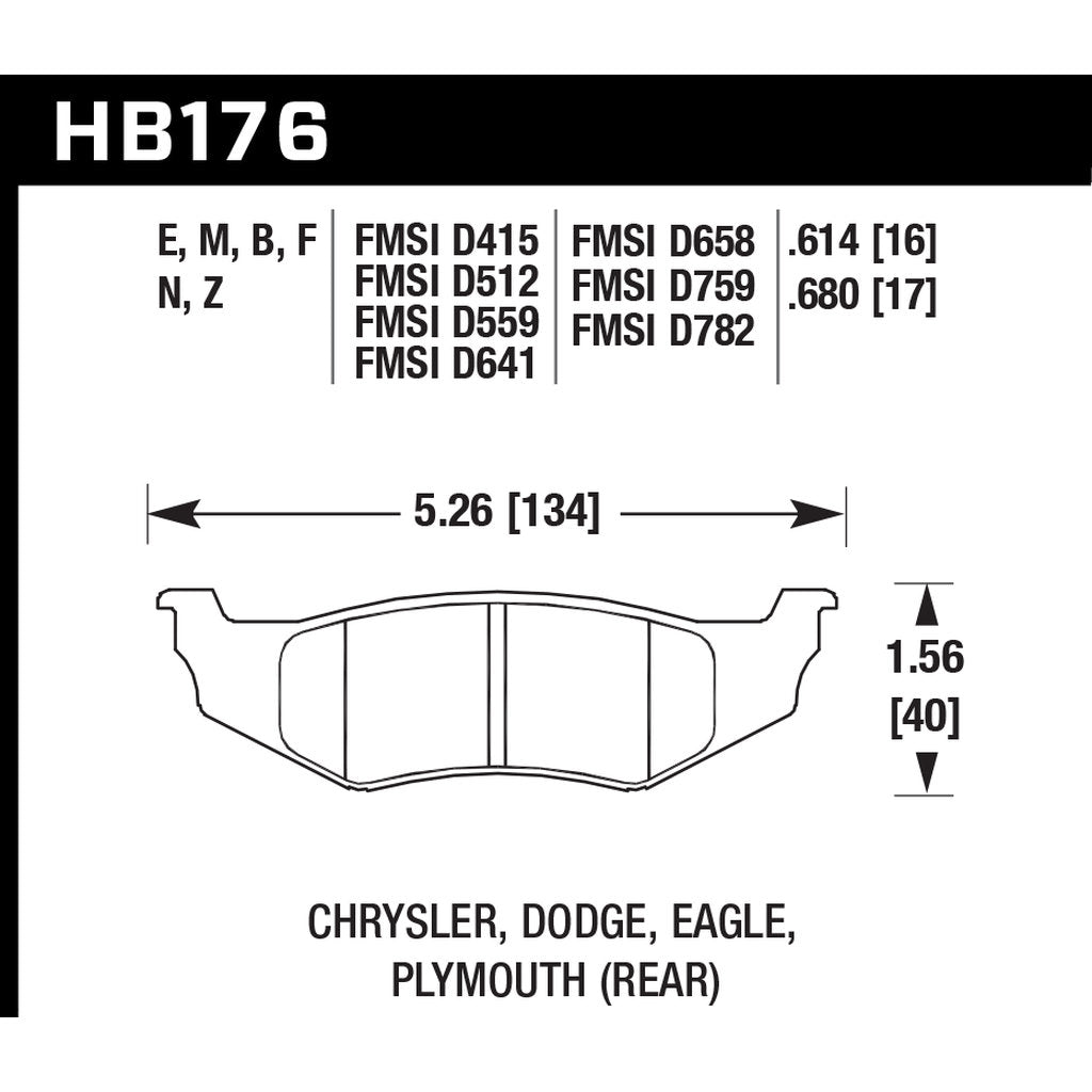 HAWK HB176F.614 Гальмівні колодки HPS задні для DODGE Stratus SXT 2003-2006 Photo-2 