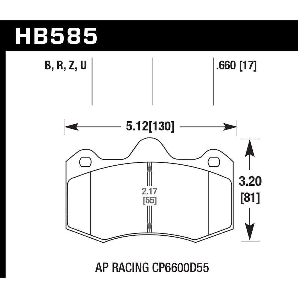 HAWK HB585B.660 Гальмівні колодки HPS 5.0 Передні для McLaren MP4-12C / AP Racing CP6600-series Photo-2 