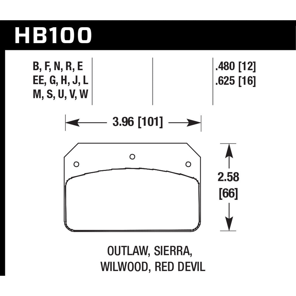 HAWK HB100G.480 Гальмівні колодки DTC-60 (12 mm) Photo-2 