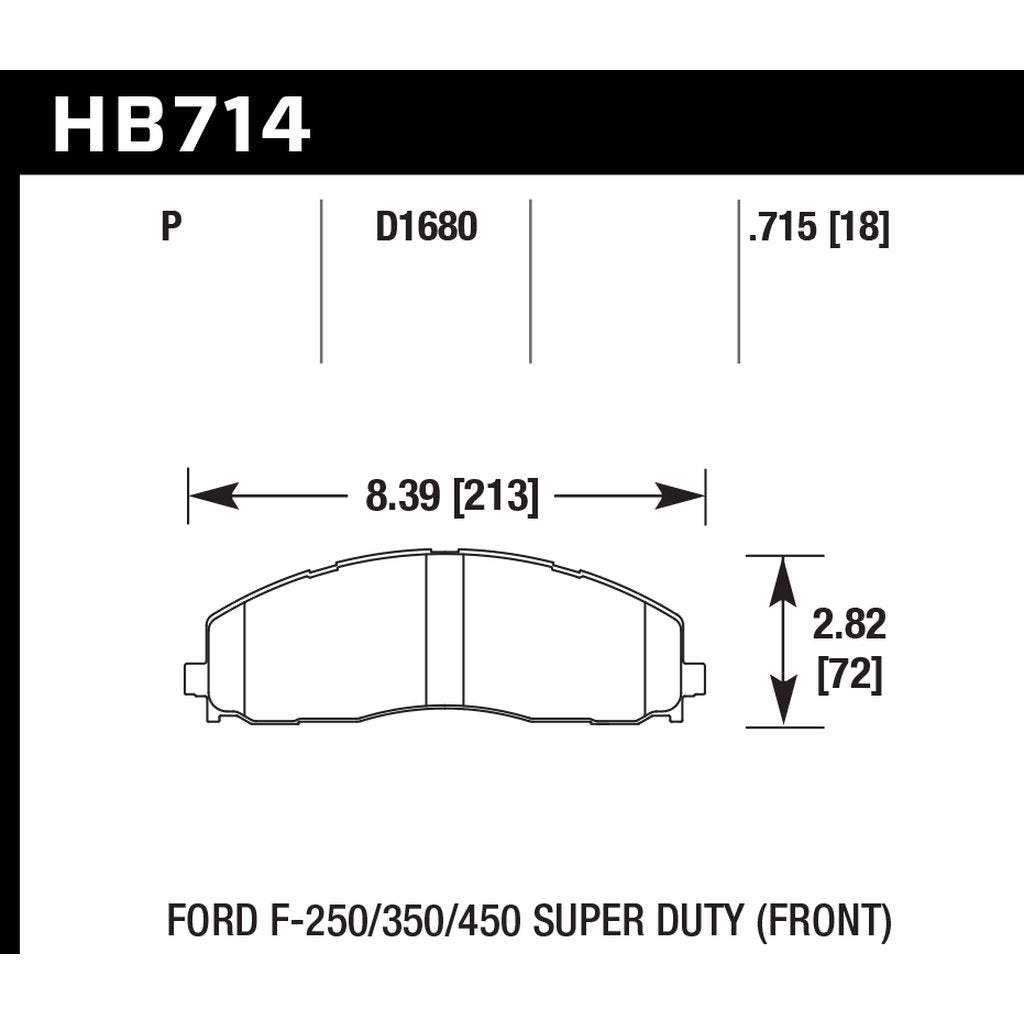 HAWK HB714P.715 Гальмівні колодки Super Duty передні для FORD F-250/F350 Super Duty 2011-2019 Photo-2 