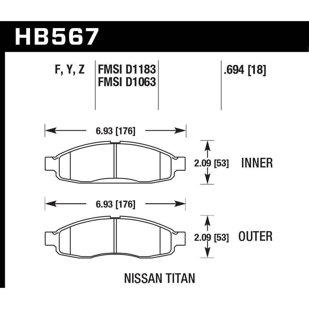 HAWK HB567Y.694 Гальмівні колодки LTS Photo-2 