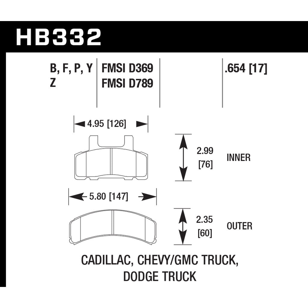 HAWK HB332P.654 Гальмівні колодки Super Duty Photo-2 