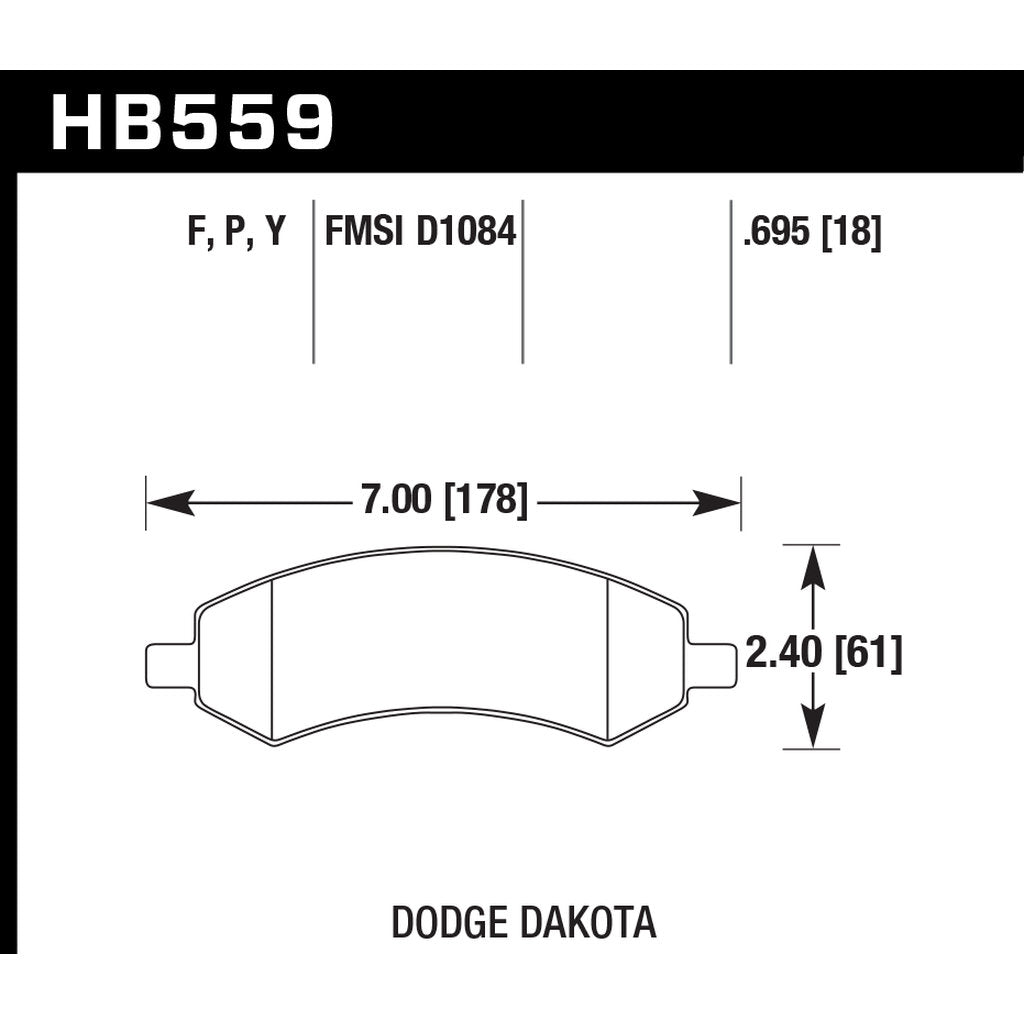 HAWK HB559F.695 Гальмівні колодки HPS передні для Ram 1500 Sport 2011-2016 Photo-2 