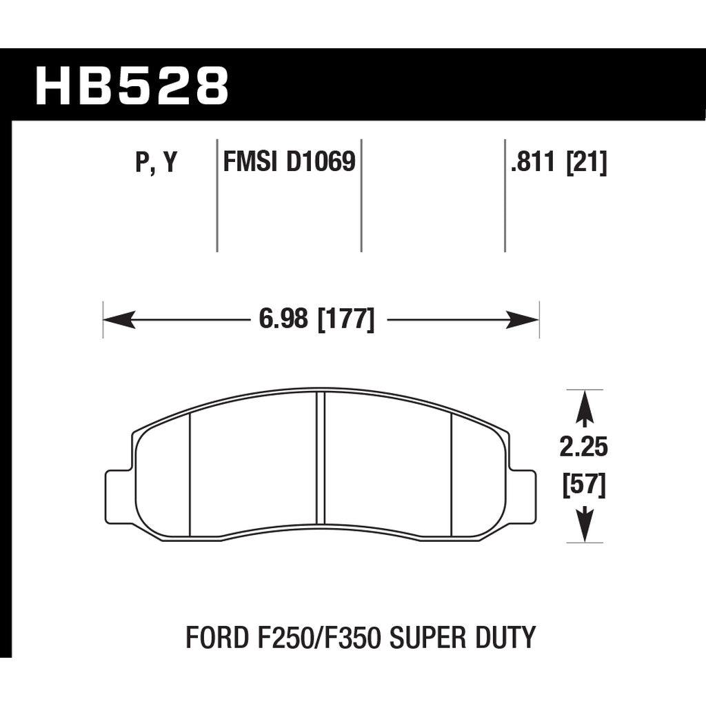 HAWK HB528P.811 Гальмівні колодки Super Duty передні для FORD F-250/F-350 Photo-2 