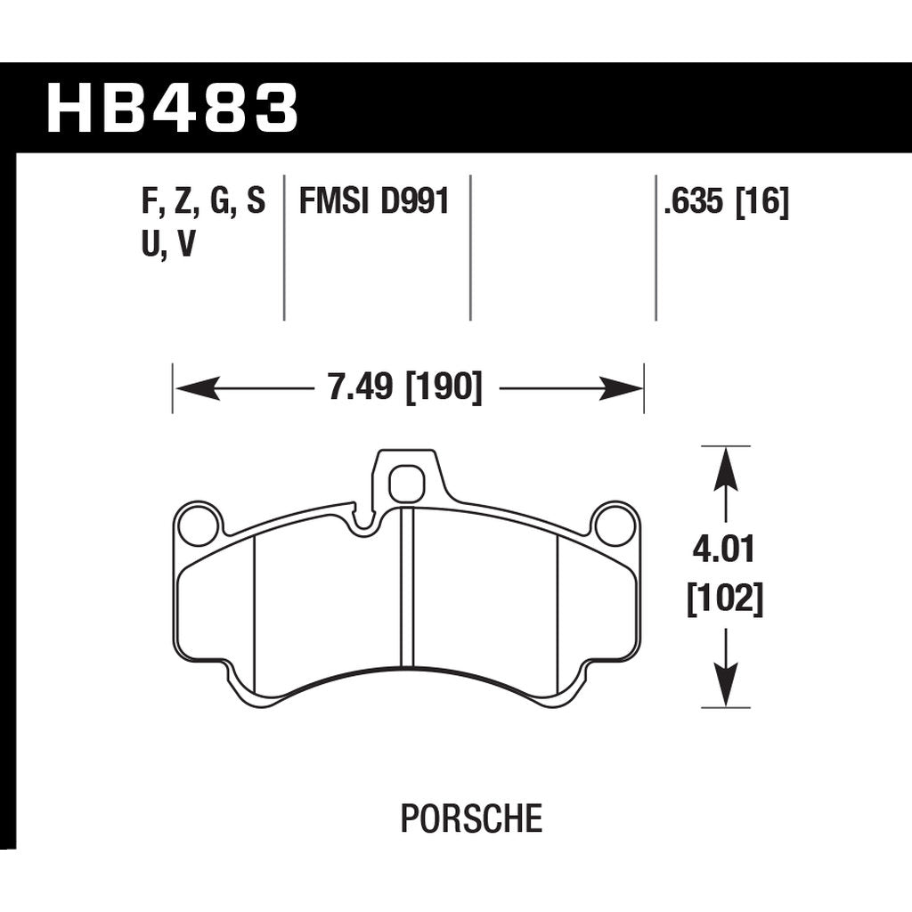 HAWK HB483Z.635 Гальмівні колодки Perf. Ceramic передні для PORSCHE 911 GT3 RS 2007-2011/Turbo S/Cayman S Photo-1 