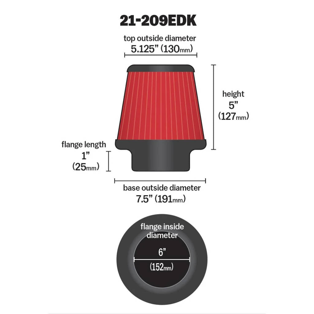 AEM 21-209EDK Повітряний фільтр 6 "X 5" DRYFLOW Photo-4 