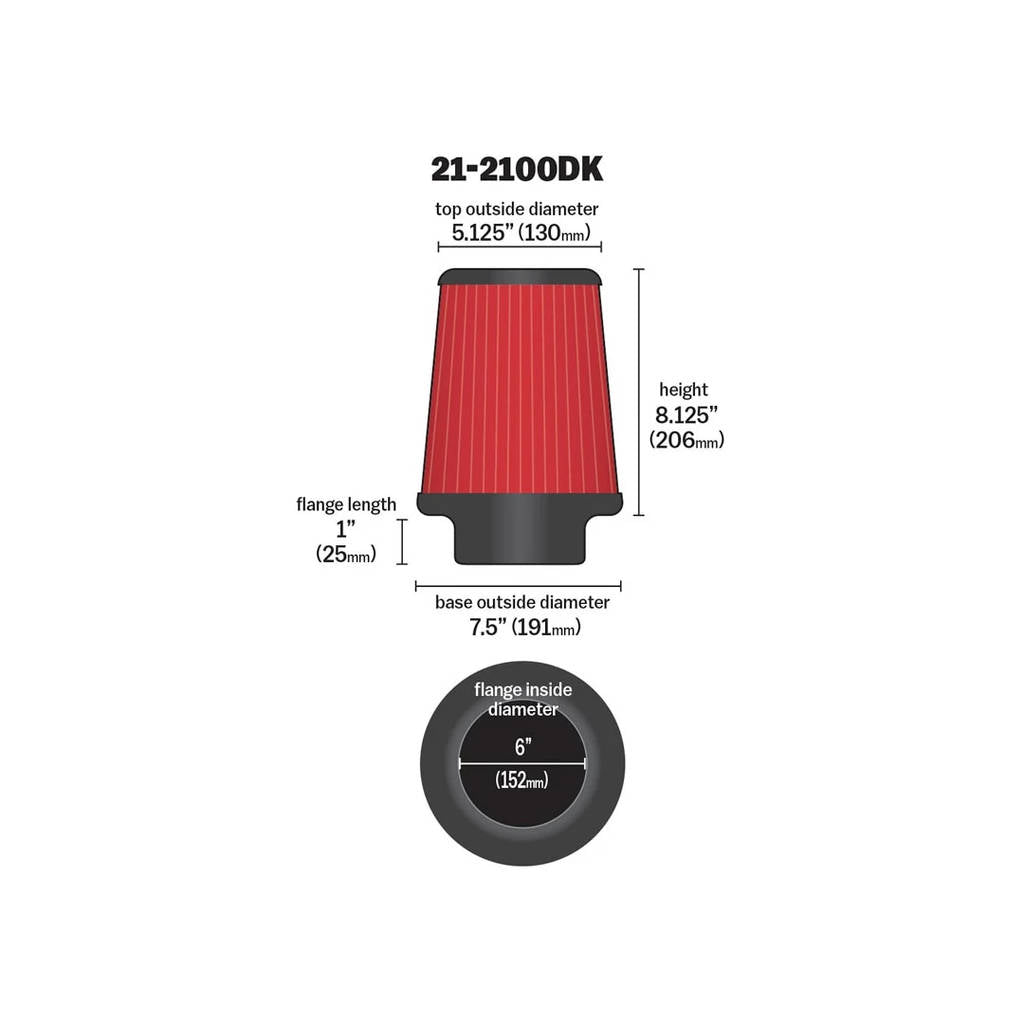 AEM 21-2100DK Повітряний фільтр Dryflow, вхід 152 мм Photo-1 