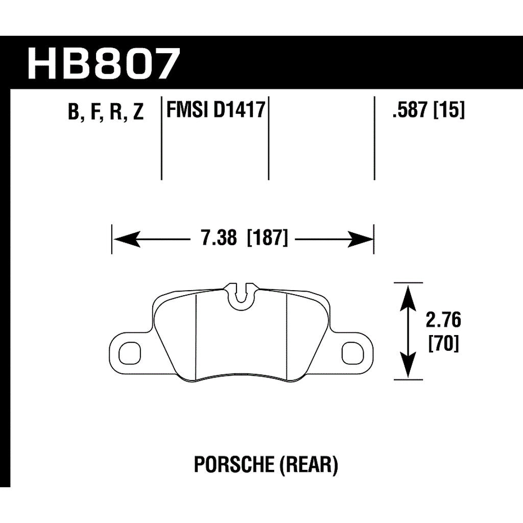 HAWK HB807Z.587 Гальмівні колодки Perf. Ceramic задні для PORSCHE 911 Carrera 4 GTS/Panamera 2010-2015 Photo-2 