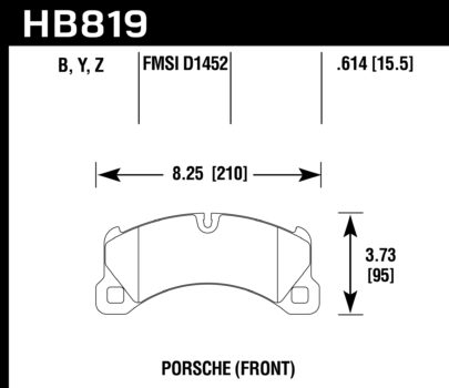 HAWK HB819B.614 Гальмівні колодки HPS 5.0 передні для PORSCHE Cayenne Turbo 2011 Photo-1 