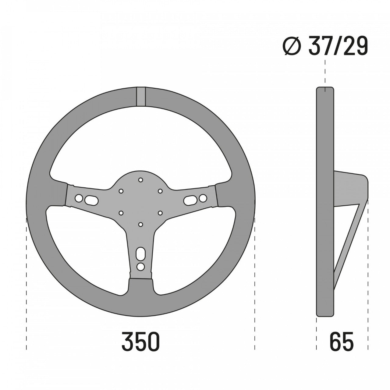 SPARCO 015TARGA350PLNR Руль TARGA 350, шкіра, хват 37/29 мм, діаметр 350 мм, виліт 65 мм, чорний Photo-2 