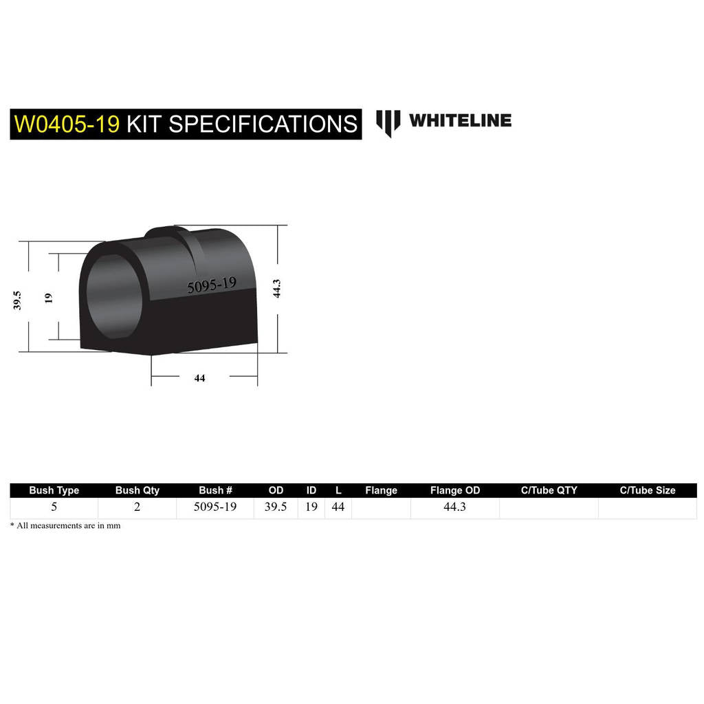 WHITELINE W0405-19 Комплект втулок стабілізатора поперечної стійкості Photo-4 