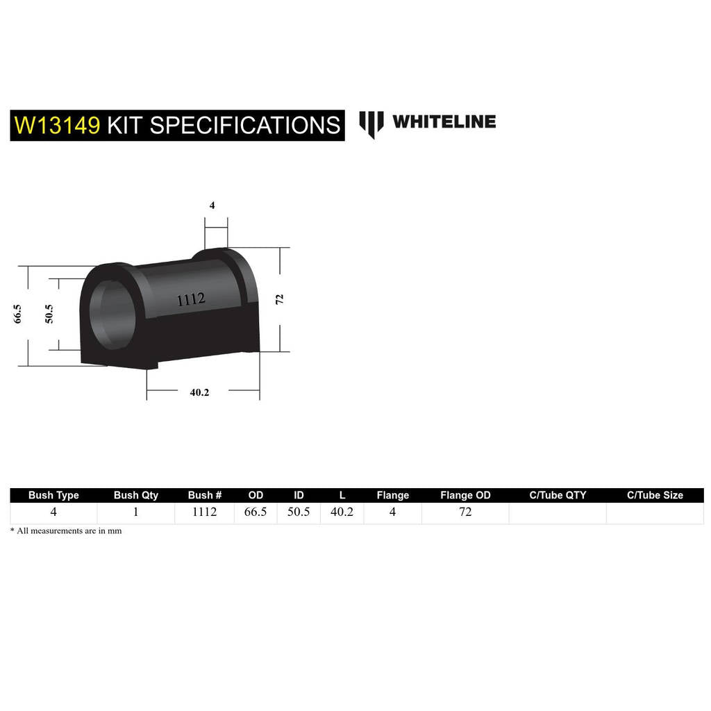 WHITELINE W13149 Втулка кріплення передньої рульової рейки Photo-4 