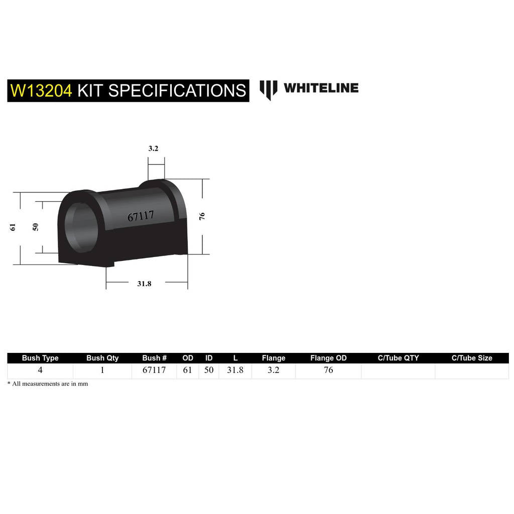 WHITELINE W13204 Втулка кріплення рульової рейки Photo-4 