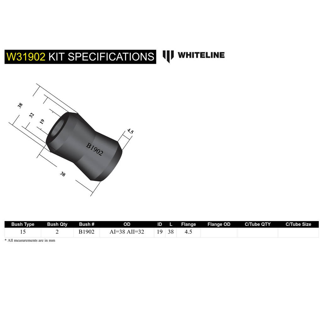 WHITELINE W31902 Комплект нижньої втулки заднього амортизатора для Nissan Patrol GQ/Ford Maverick DA Photo-4 