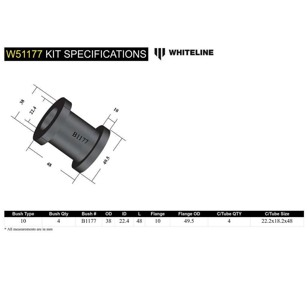 WHITELINE W51177 Комплект втулок переднього верхнього важеля підвіски для Mitsubishi Triton ME-MJ/Nissan Navara D21, Pathfinder WD21 Photo-3 