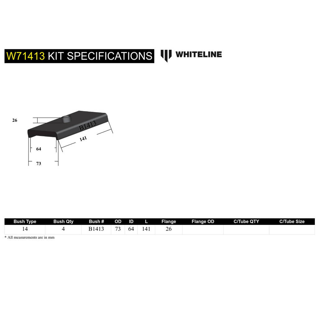 WHITELINE W71413 Комплект ізоляторів опори задньої листової ресори для Ford Falcon/Fairlane XP-FGX incl FPV/Mustang Classic Photo-4 
