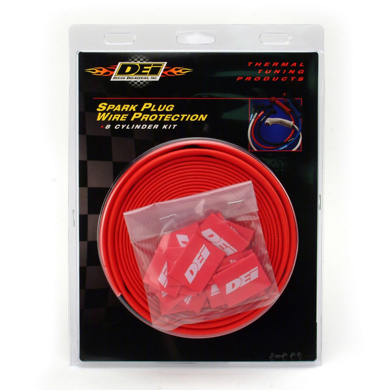 DEI 010622 Термозащита високовольтних проводів Protect-A-Wire, на 8 циліндрів, червоний Photo-1 