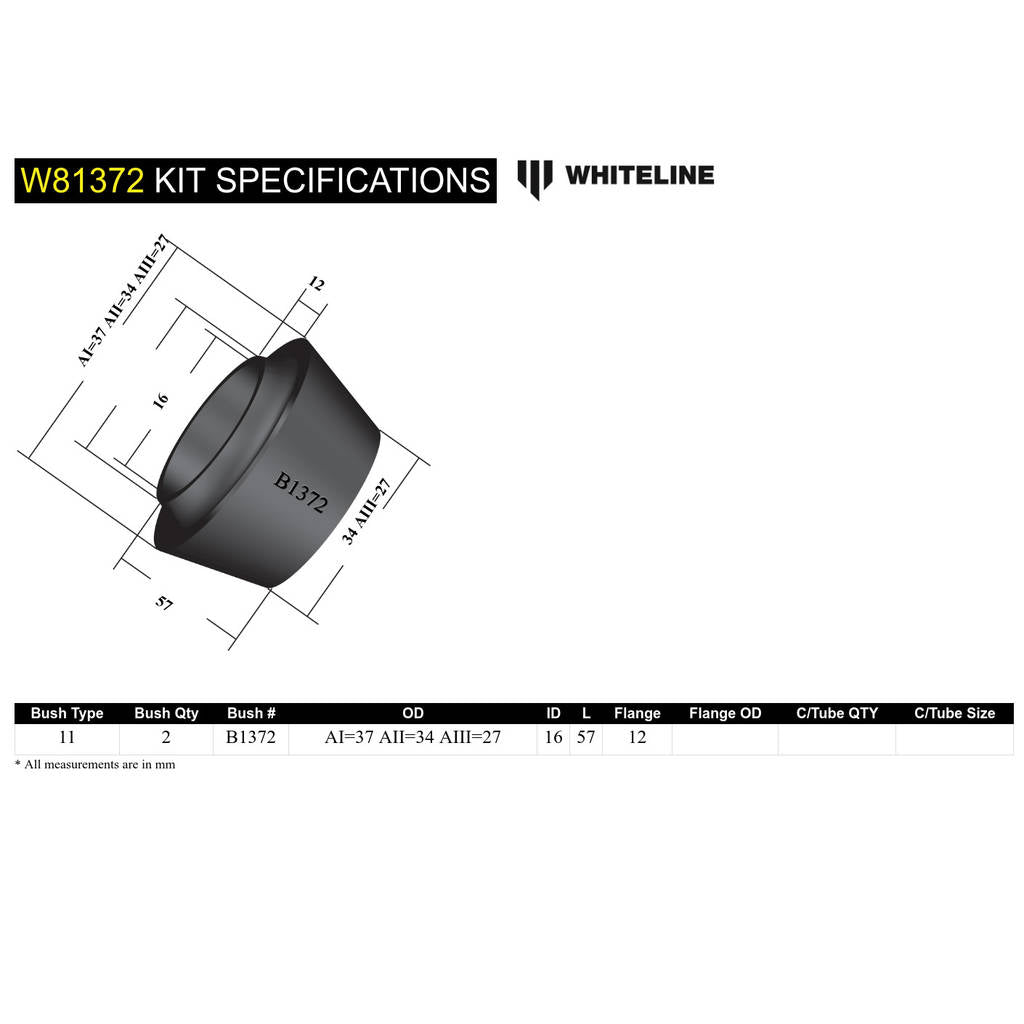 WHITELINE W81372 Комплект втулок передньої тяги стійки до кузова для Chrysler Valiant Photo-4 