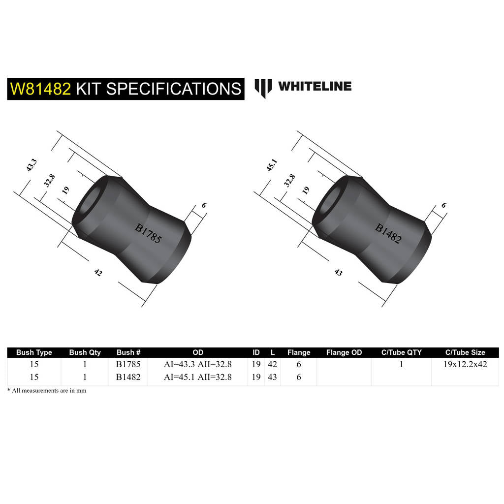WHITELINE W81482 Комплект втулок задньої тяги Панара для Holden Commodore VB-VS/HSV Photo-5 