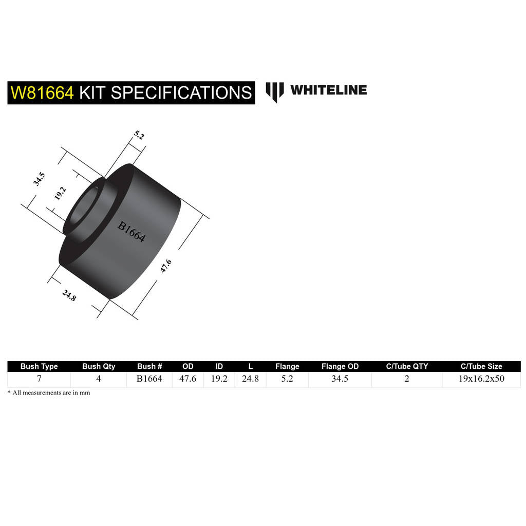 WHITELINE W81664 Втулка передньої тяги стійки до кузова Photo-4 