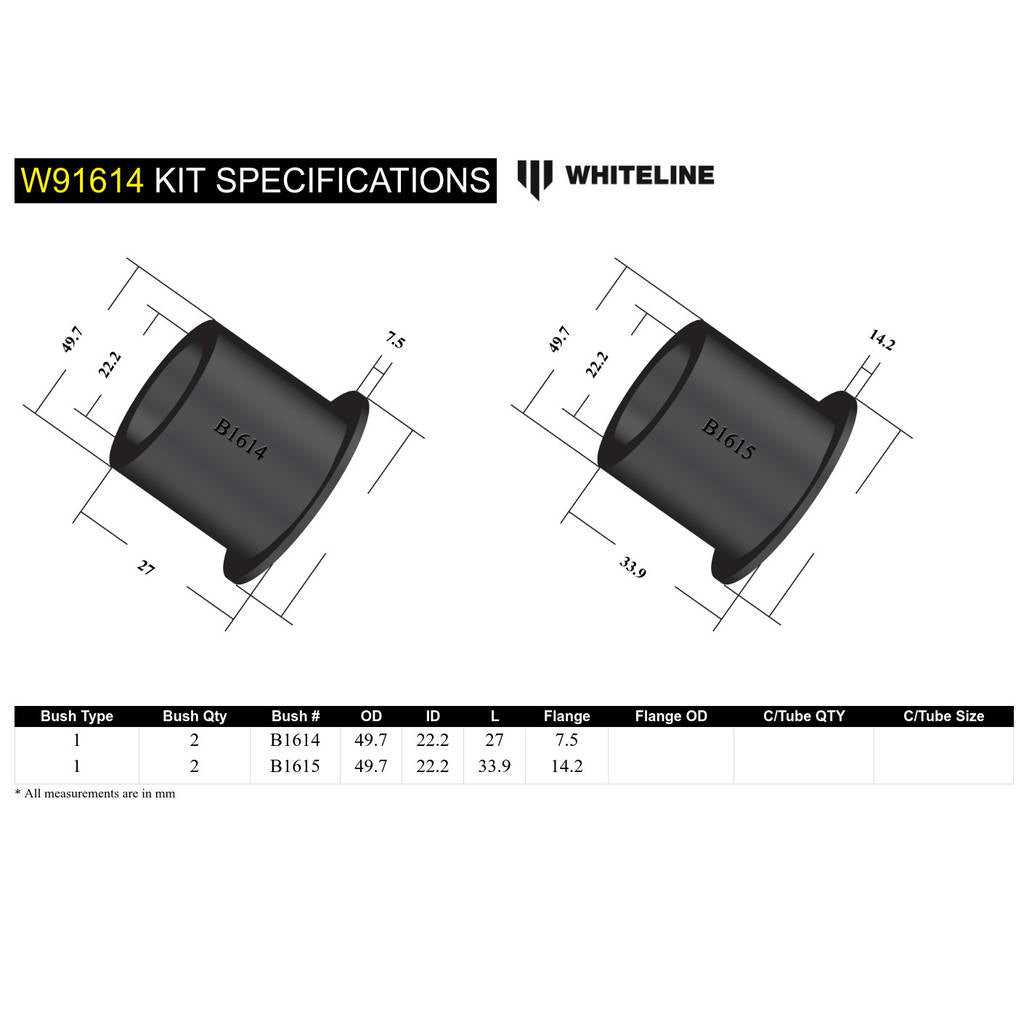 WHITELINE W91614 Втулка заднього диференціала Photo-4 