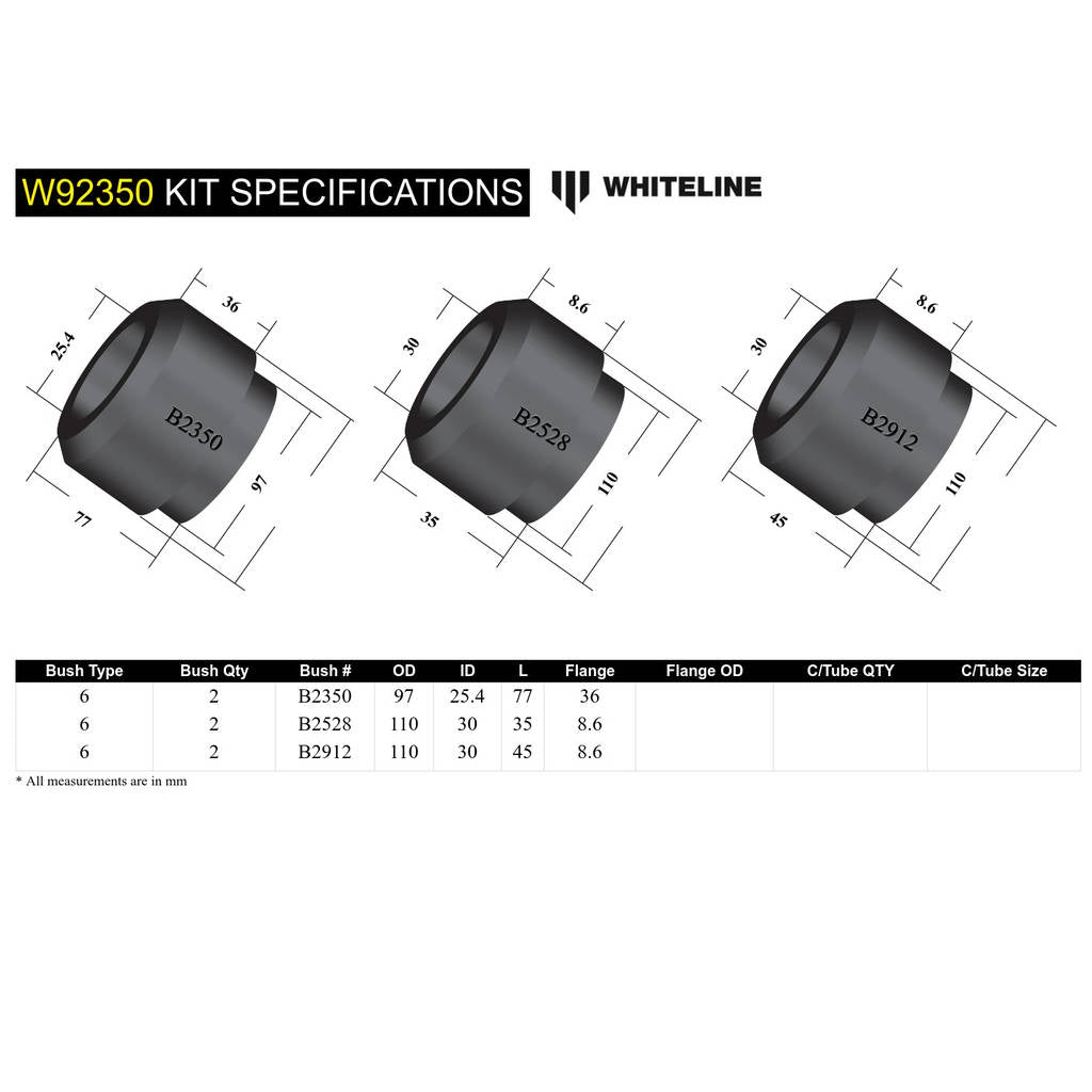 WHITELINE W92350 Втулка кріплення підрамника Photo-4 