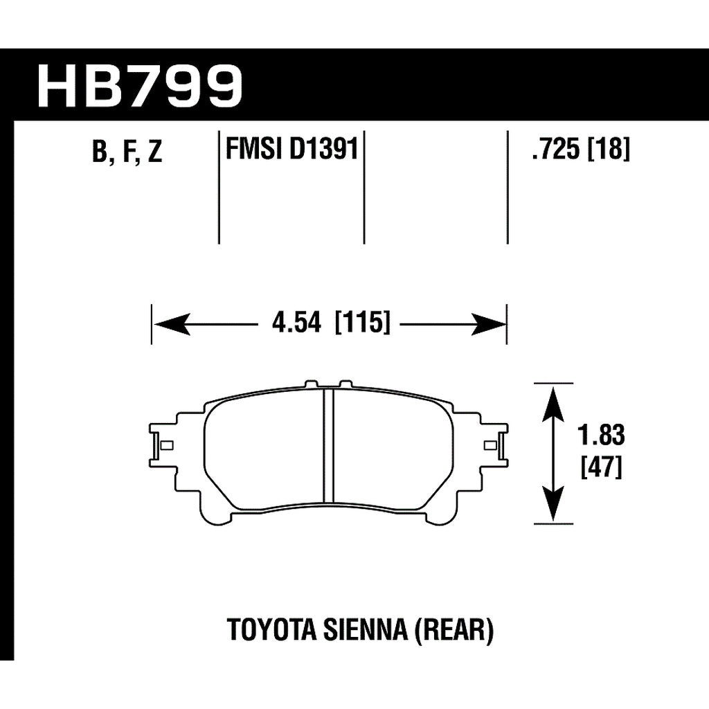 HAWK HB799F.597 Гальмівні колодки задні для LEXUS RX350/RX450h 2010-2015/TOYOTA Highlander 2015+ Photo-2 