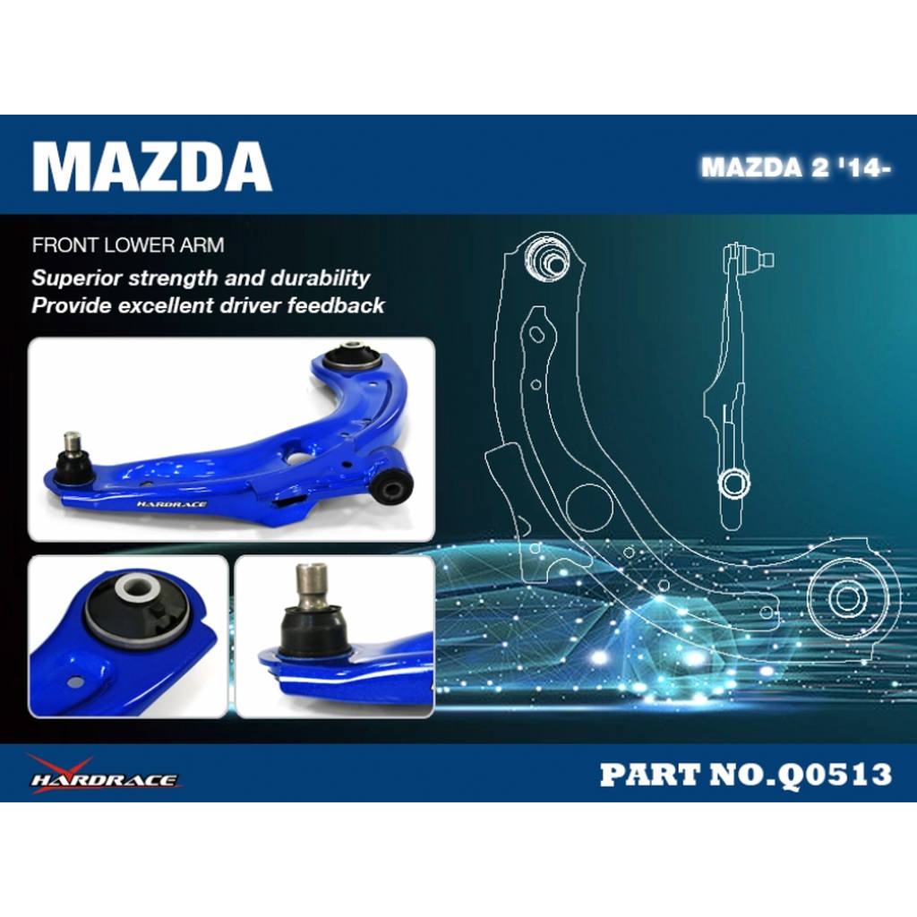 HARDRACE Q0513 Передній нижній важіль - 2 шт/комплект MAZDA 2 '14- Photo-1 
