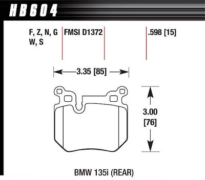 HAWK HB604F.598 Гальмівні колодки HPS Street задні для BMW 135i Photo-1 