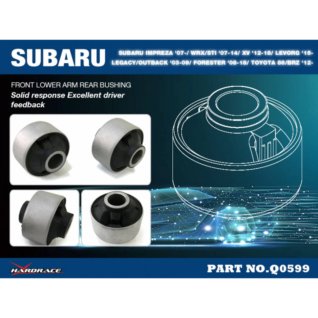 HARDRACE Q0599 Втулка переднього нижнього важеля, 2 шт SUBARU IMPREZA WRX/ STI '07-14 FORESTER '08-18/ TOYOTA 86/ BRZ Photo-1 