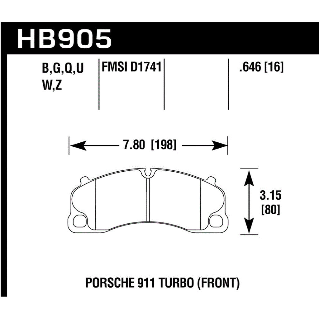 HAWK HB905U.646 Гальмівні колодки Motorsports DTC-70 передні для PORSCHE 911 Carrera 4 GTS/4S/S 2017-2019 Photo-2 