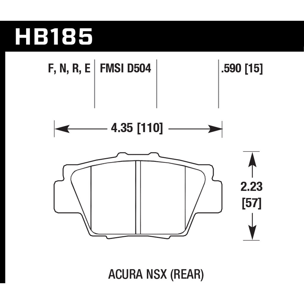 HAWK HB185B.590 Гальмівні колодки Street HPS 5.0 задні для ACURA NSX Photo-2 