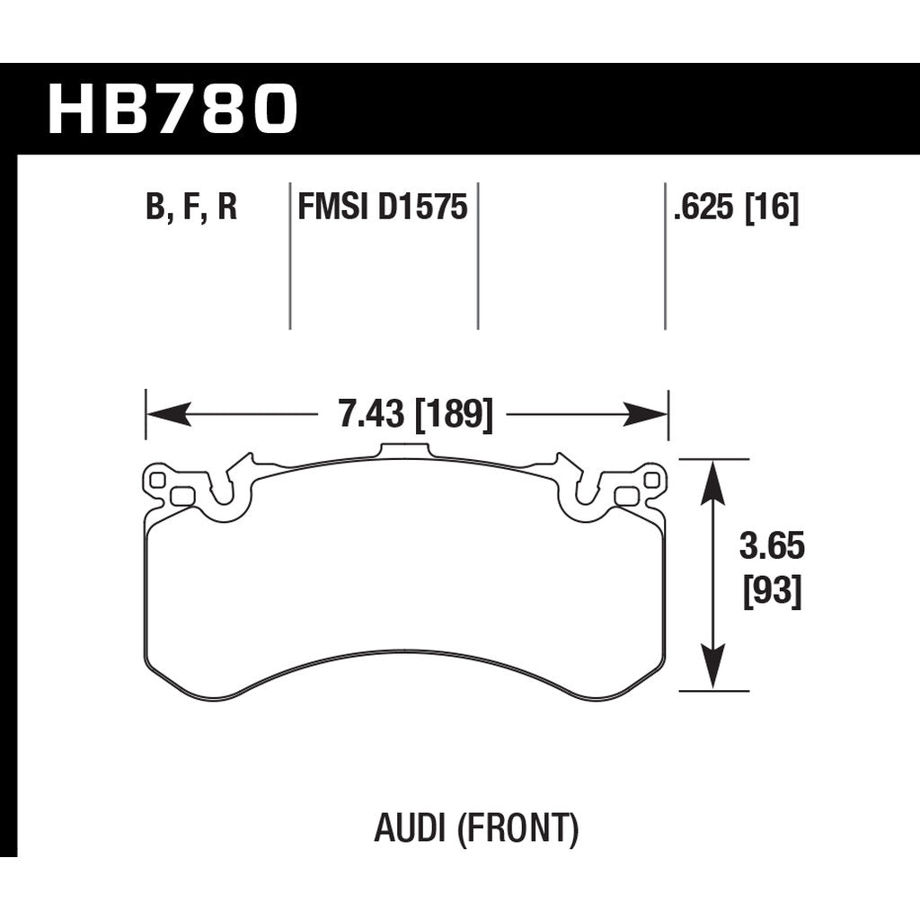 HAWK HB780N.625 Гальмівні колодки Street HP+ передні для AUDI A8 Quattro/S6/S7/S8 2012-2018 Photo-2 