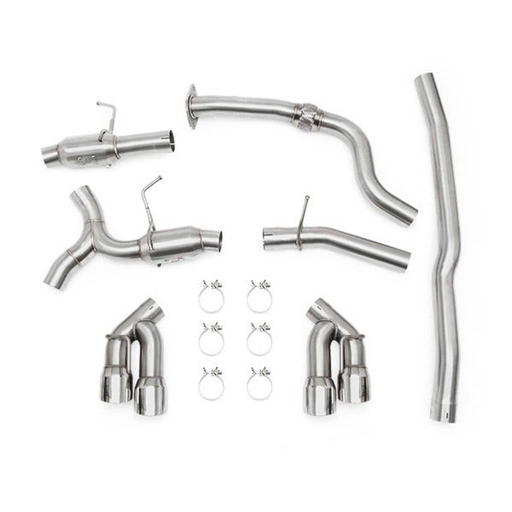 MISHIMOTO MMEXH-CAM4-16QTPP Вихлопна система Cat-Back Quad Tip Pro для CHEVROLET Camaro 2.0T, 2016+, поліровані насадки Photo-2 