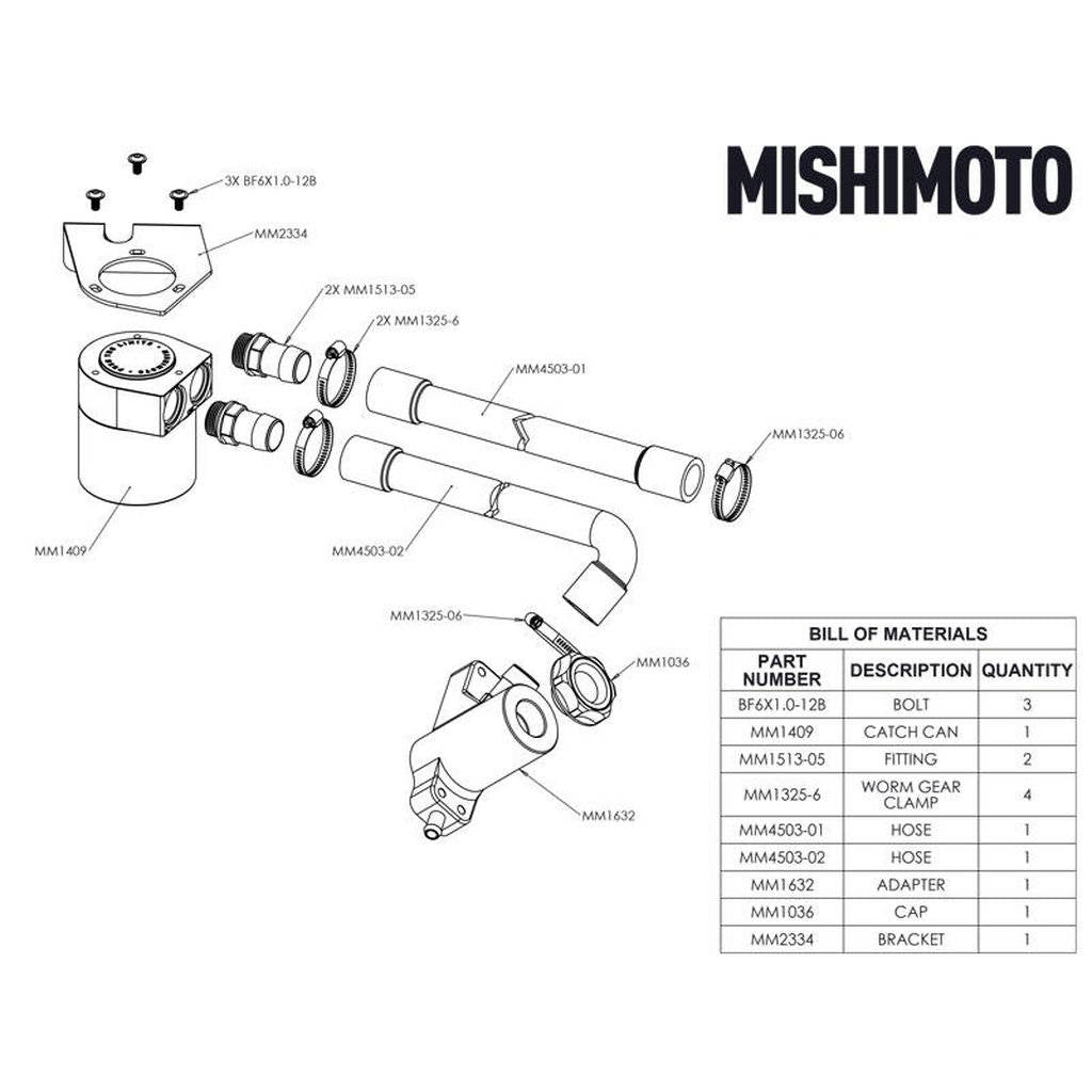 MISHIMOTO MMBCC-F2D-08BE Комплект масляного уловлювача з перегородками для FORD 6.4L Powerstroke, 2008-2010 Photo-8 