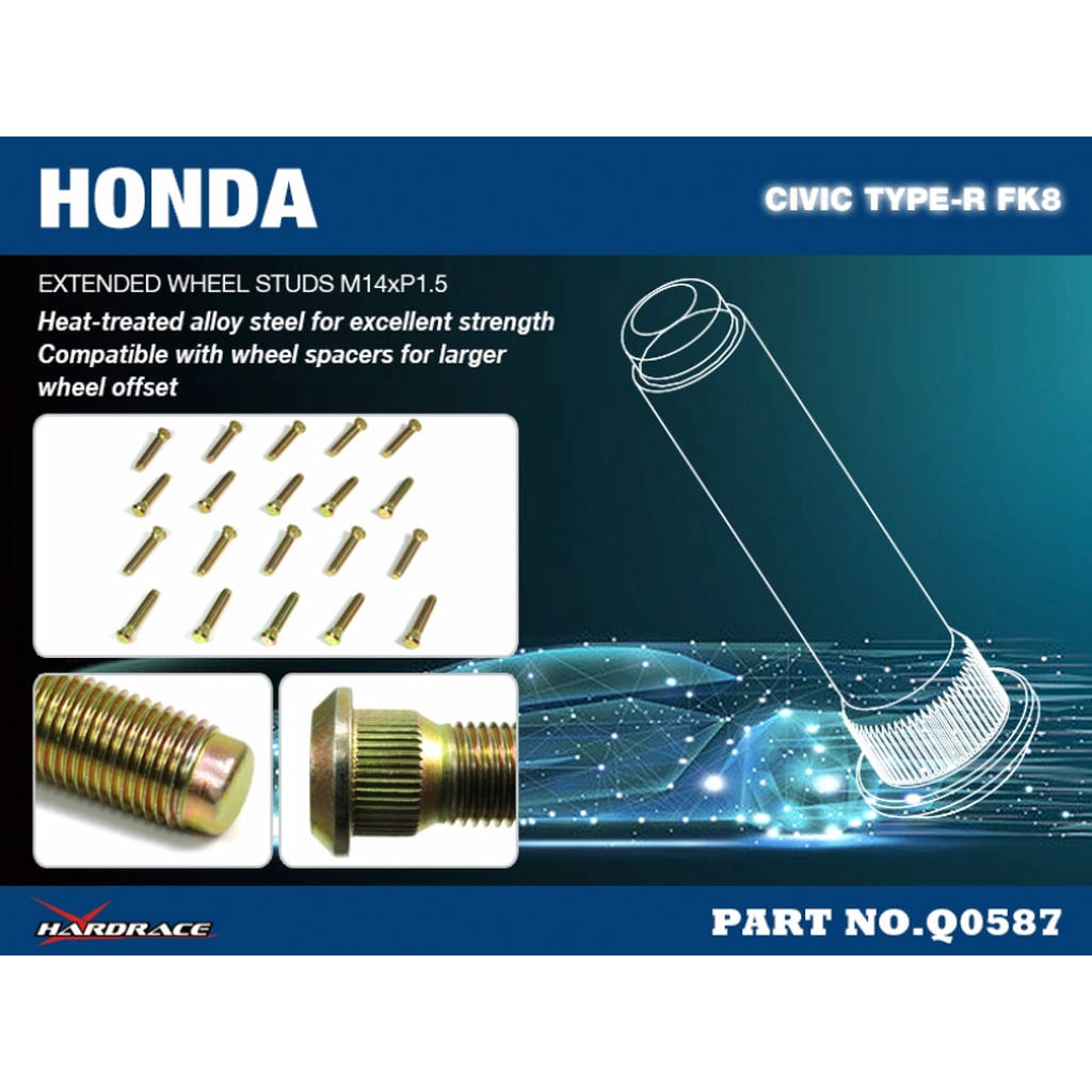 HARDRACE Q0587 Шпильки колеса подовжені для HONDA CIVIC FK8 17- Photo-1 