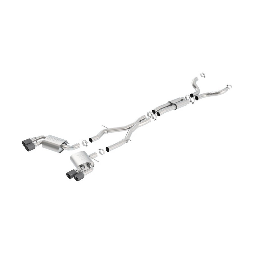 BORLA 140687CF Вихлопна система Cat-Back "S-Type", для використання з довгими колекторами, 3", 2.25" D RD RL AC 4" RD x 6.25" CHEVROLET CAMARO V8 6.2L V8 Photo-0 