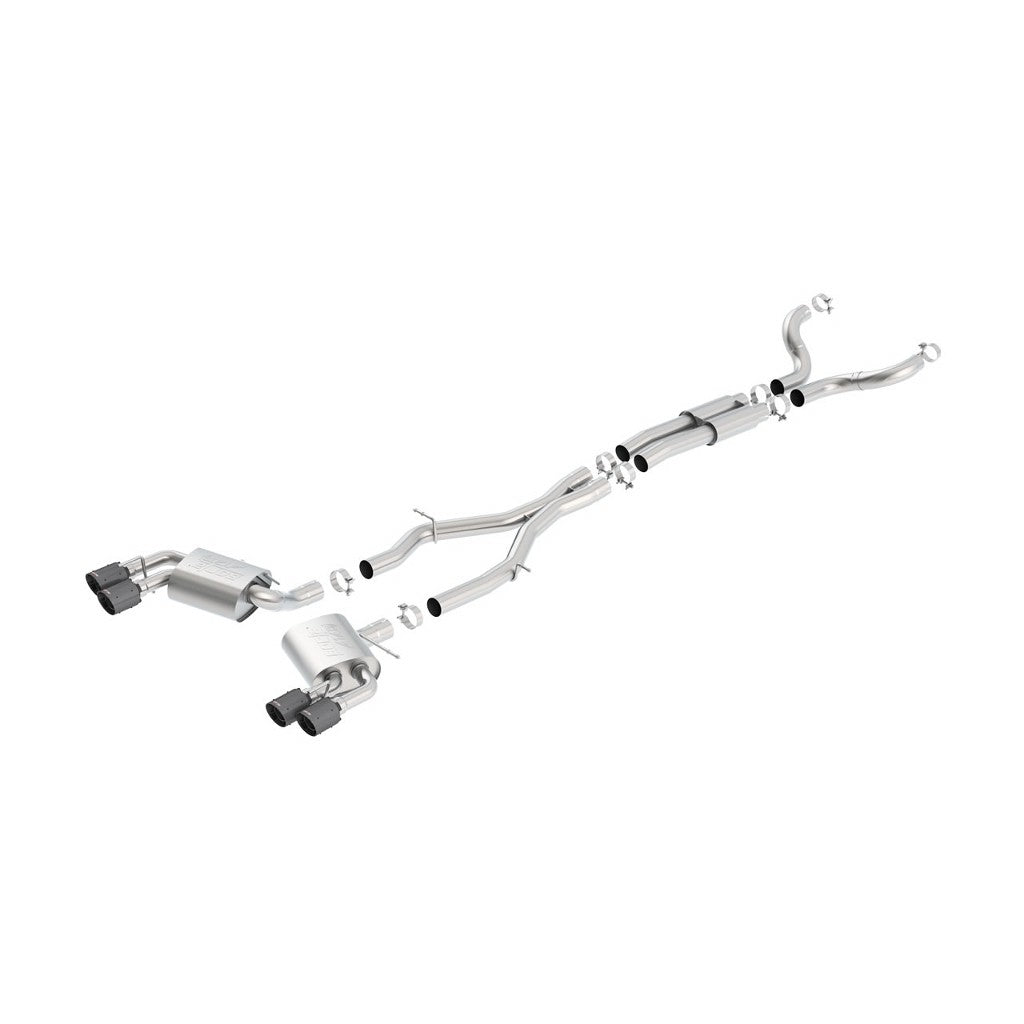 BORLA 140688CFBA Вихлопна система Cat-Back "ATAK", для використання з довгими колекторами, 3", 2.25" D RD RL AC 4" RD x 6.25" CHEVROLET CAMARO V8 6.2L V8 Photo-0 