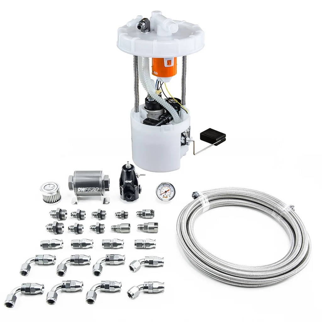 DEATSCHWERKS 9-401-608-7041 Модуль насоса DW400 + комплект для повернення SS PTFE для 8-го покоління 2006-11 HONDA Civic Si K20 Photo-0 