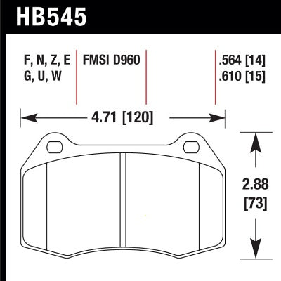 HAWK HB545F.564 Гальмівні колодки передні для NISSAN 350Z with Brembo calipers/INFINITI G37 Photo-2 