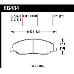 HAWK HB484F.670 Гальмівні колодки передні для FORD Mustang GT 2005-2010 Photo-1 