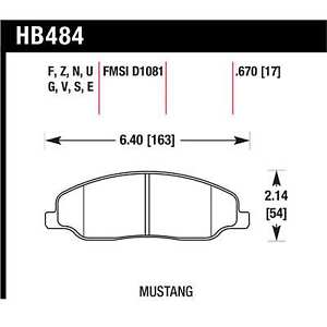 HAWK HB484F.670 Гальмівні колодки передні для FORD Mustang GT 2005-2010 Photo-2 