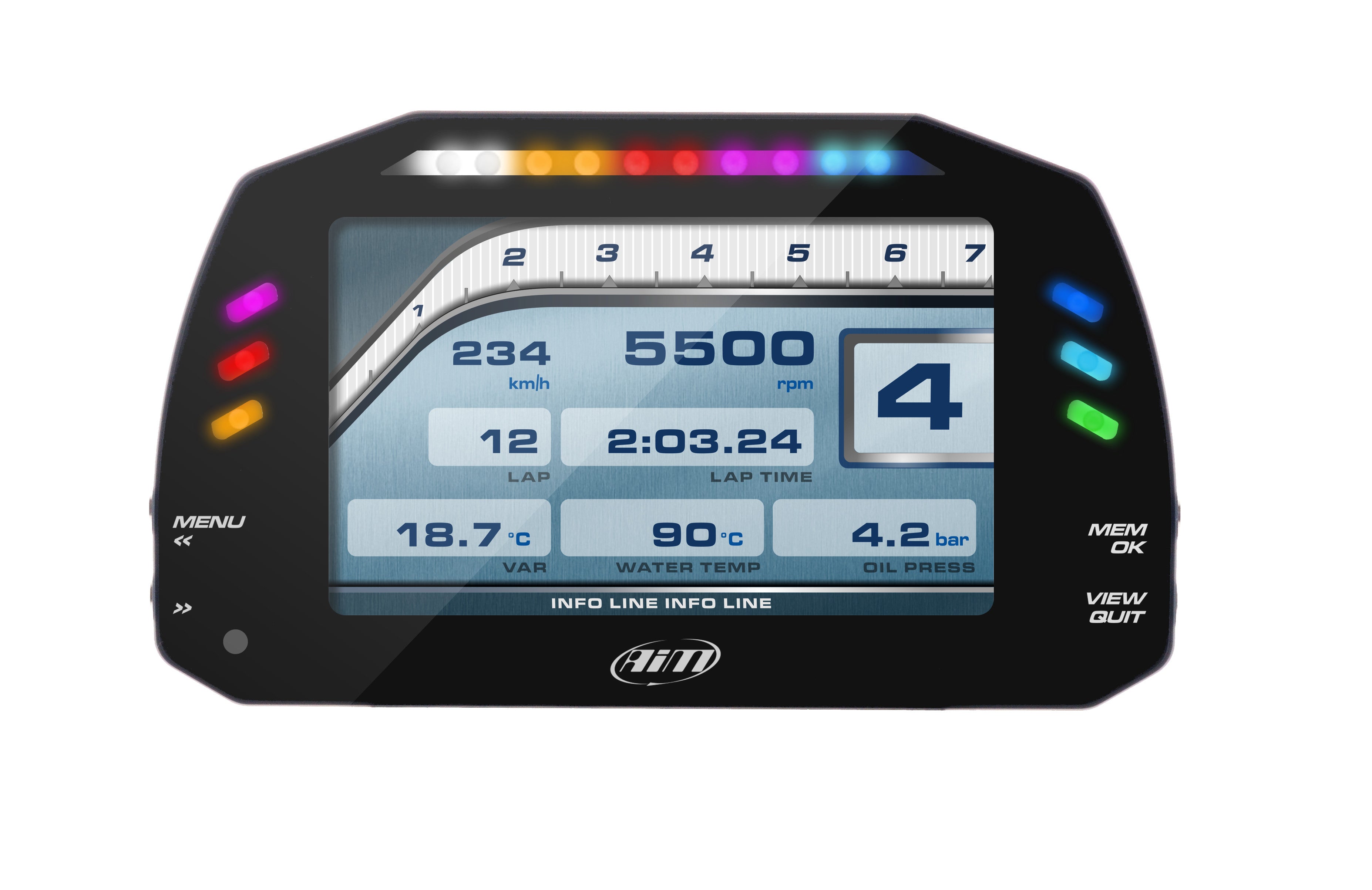 AIM XA3MXSST12A010 Панель приладів MXS 1.2 Strada з CAN інтерфейсом + RPM Кабель (ECU) Photo-0 
